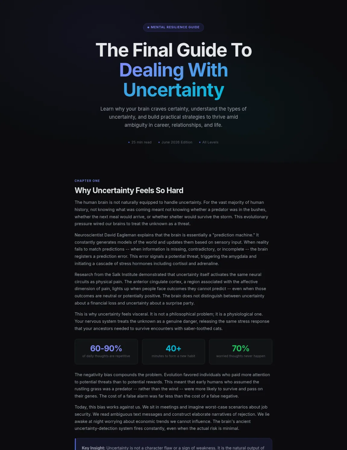 Preview of the first section of the Dealing With Uncertainty guide