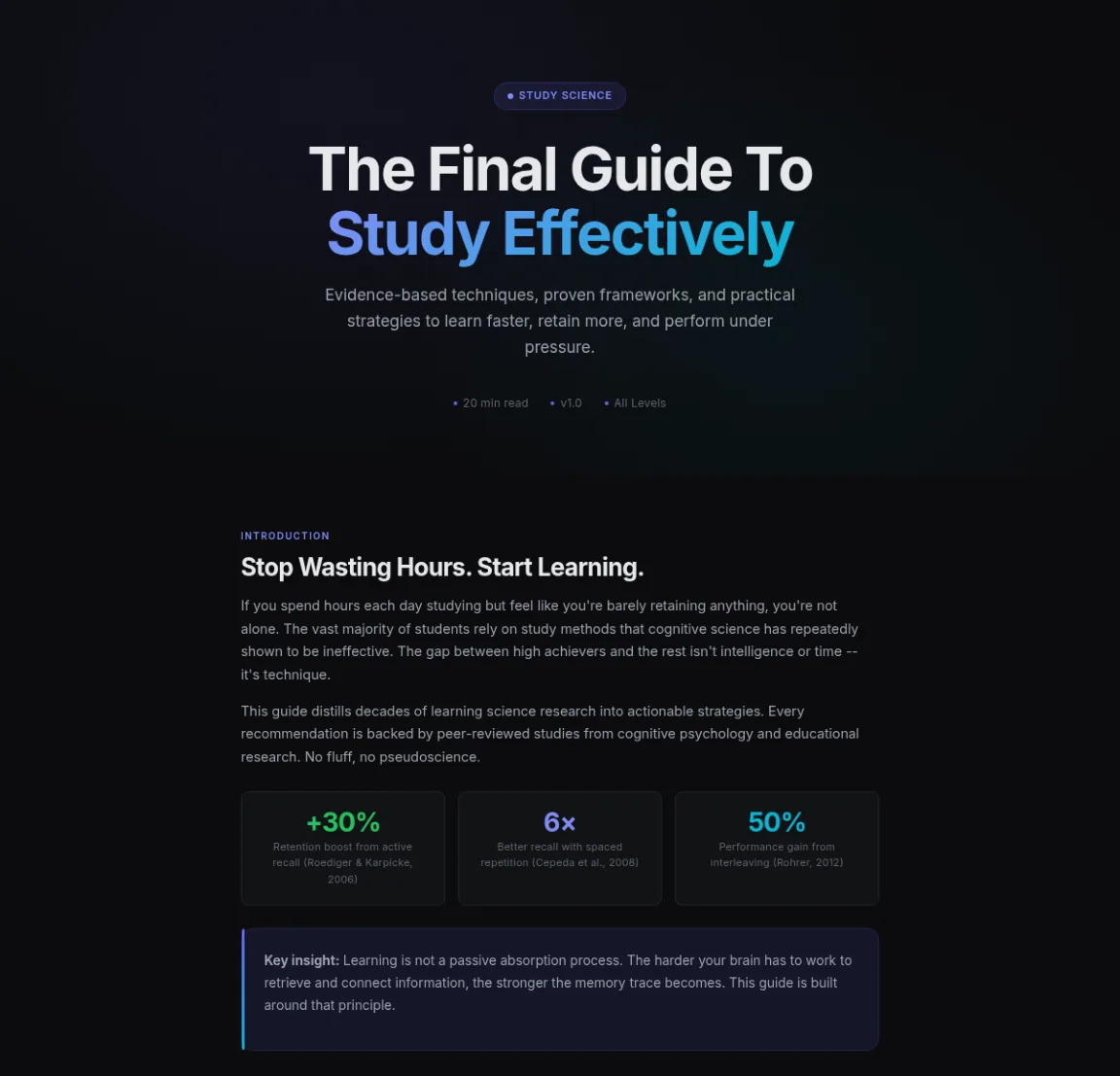 Preview of the first section of the Study Effectively guide