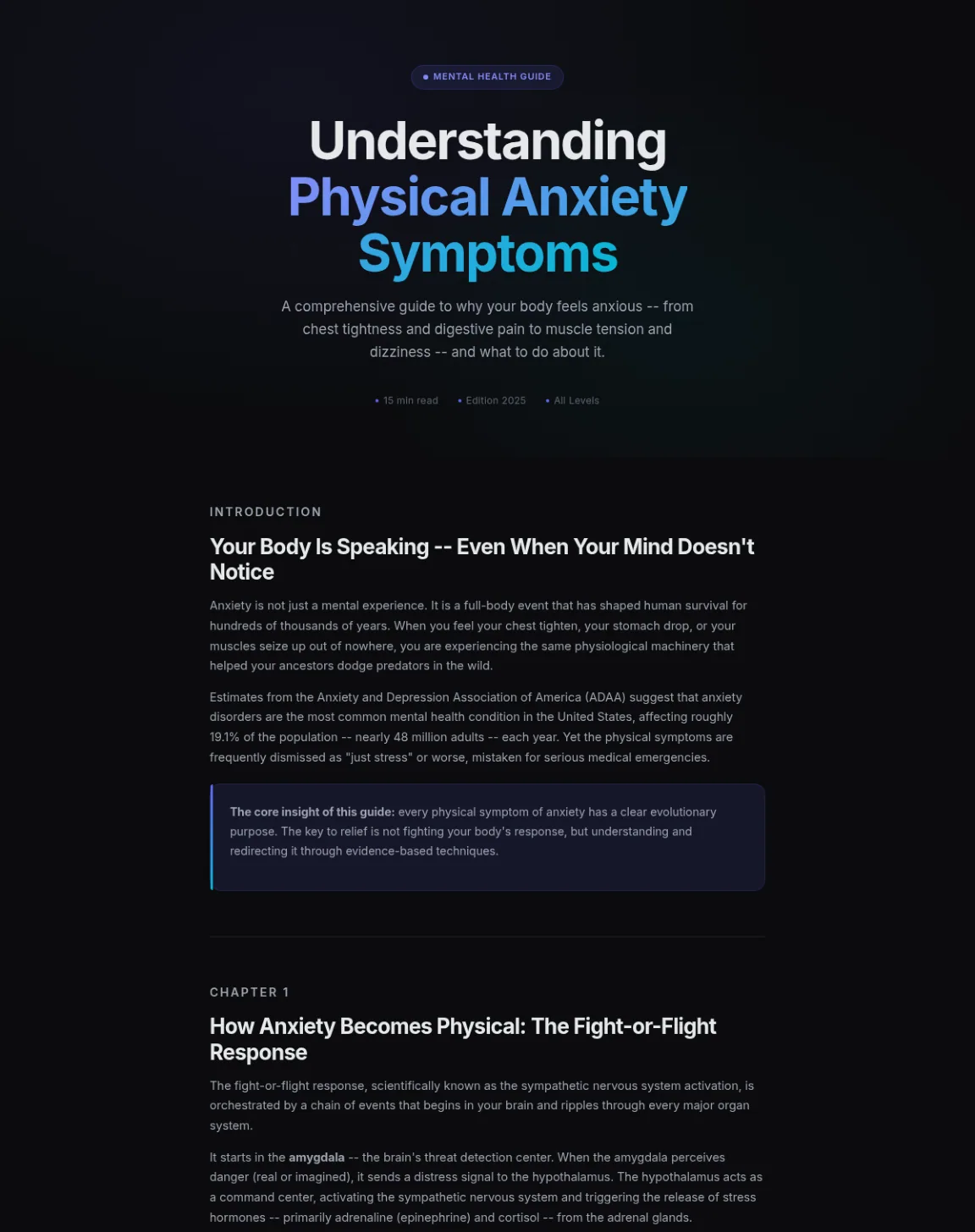 Preview of the first section of the Understanding Physical Anxiety Symptoms guide
